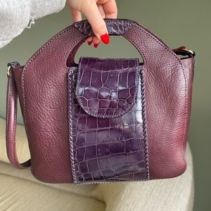 Italian leather + genuine crocodile bag
